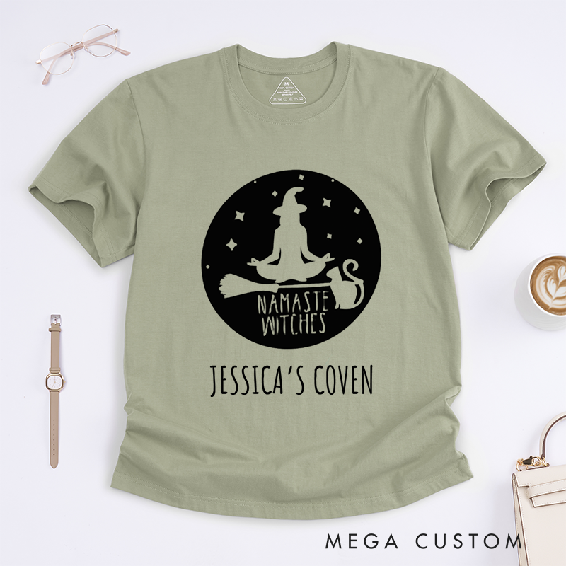 Personalized Magic Witch Yoga T-Shirt Namaste Witches Yoga T-Shirt Yoga Sports T-Shirt Lover Gift Idea for Her
