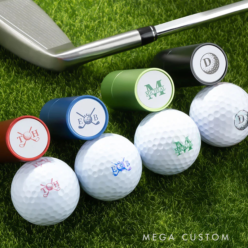 Personalized Golf Ball Stamp with Custom Initials and Crest Design  