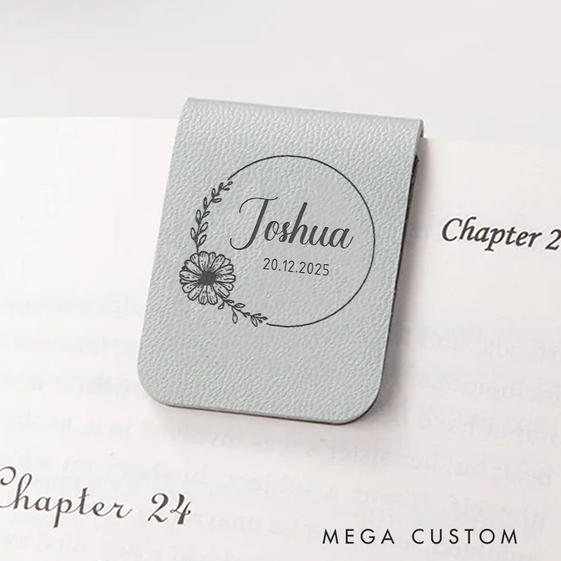 Personalized Floral Magnetic Bookmark Clip Engraved Leather Bookmark with Name Bookish Bookmark Librarian Gift Reading Lover Gift  Book Lover Gift 
