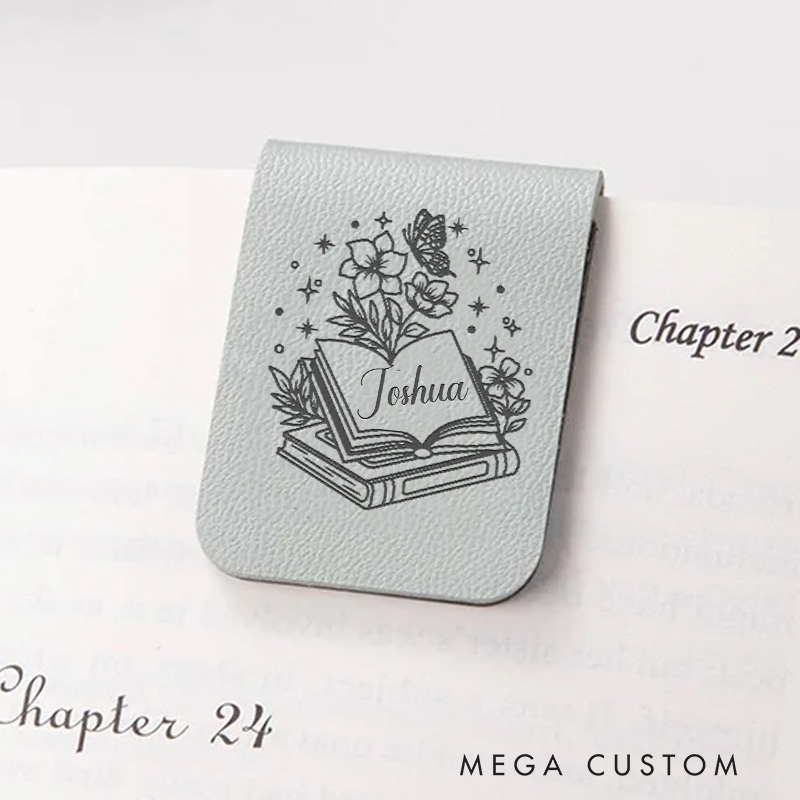 Personalized Book Flower and Star Magnetic Bookmark Leather Bookmark Clip with Name Librarian Gift Book Lover Gift Bookish Gift for Reader 