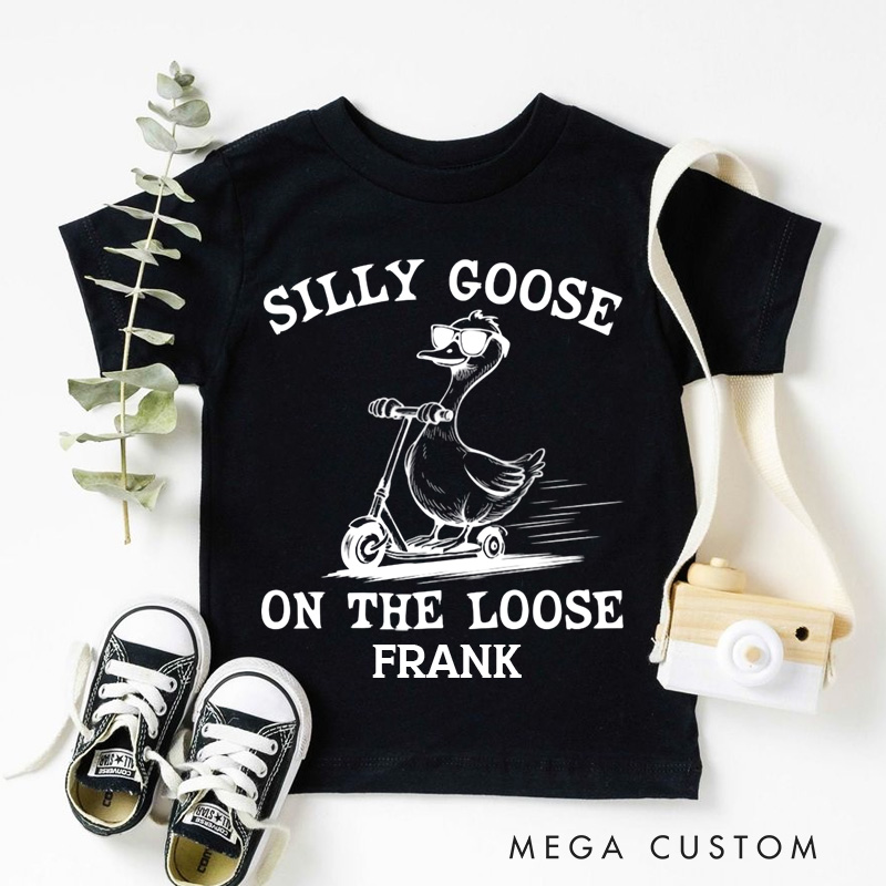 Personalized Silly Goose on The Loose Kids T-Shirt 
