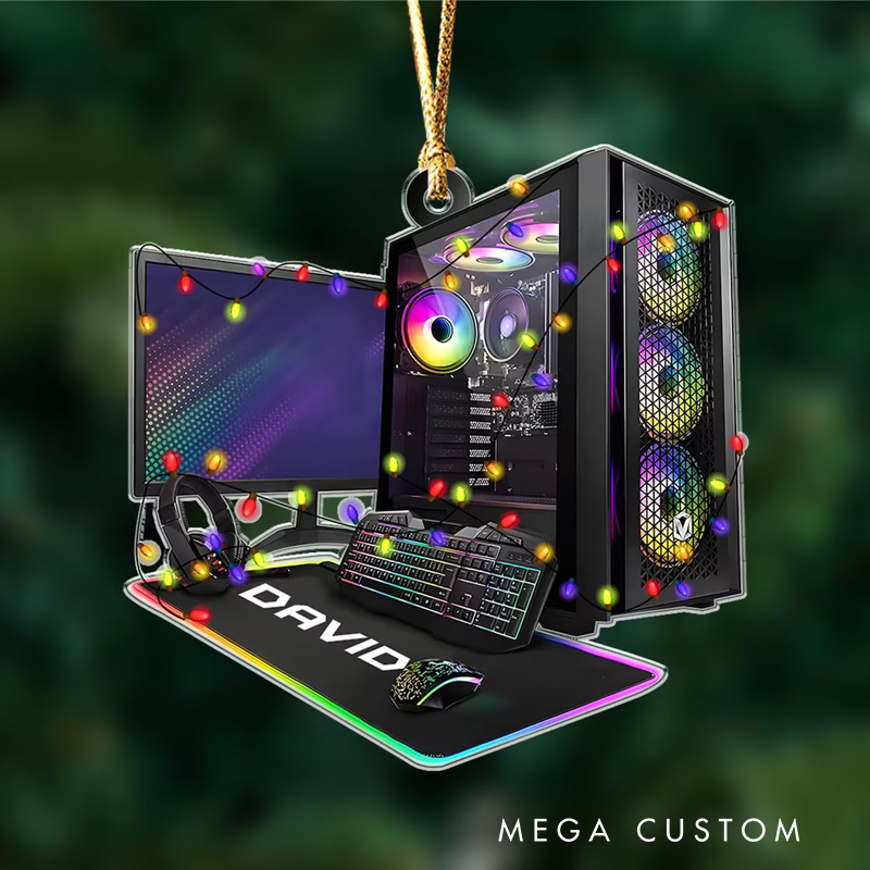 Personalized Gamer Christmas Tree Ornament Gaming Computer Christmas Ornament Gift for Geek Game Lover