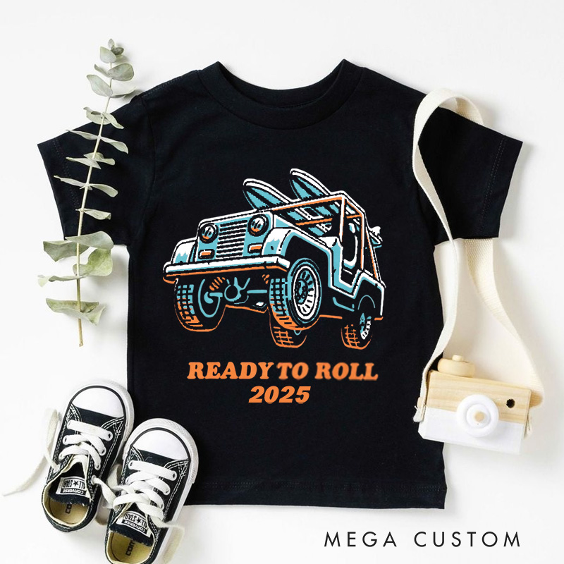 Personalized Ready to Roll Jeep Graphic Kids T-Shirt