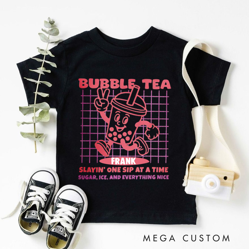 Personalized Bubble Tea Menu Funny Graphic Kids T-Shirt