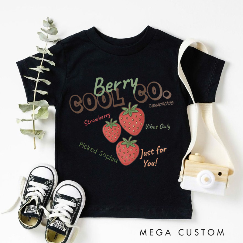 Personalized Berry Cool Strawberry Graphic Kids T-Shirt