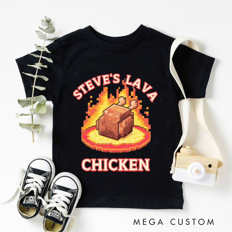 Personalized Steve's Lava Chicken Funny Graphic Kids T-Shirt 