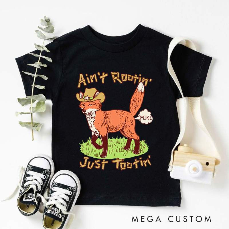 Personalized Ain't Rootin Just Tootin Fox Kids T-Shirt