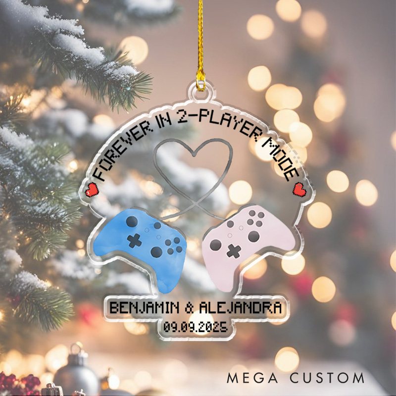 Personalized Forever in 2 Player Mode Gamer Couple Christmas Ornament Couple Gaming Gift for Geek Game Lover