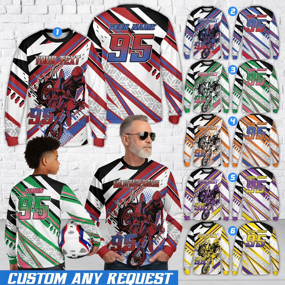 Personalized Motocross Racing Jersey Custom Mesh Knit Off-Road Shirt with Rider Graphics