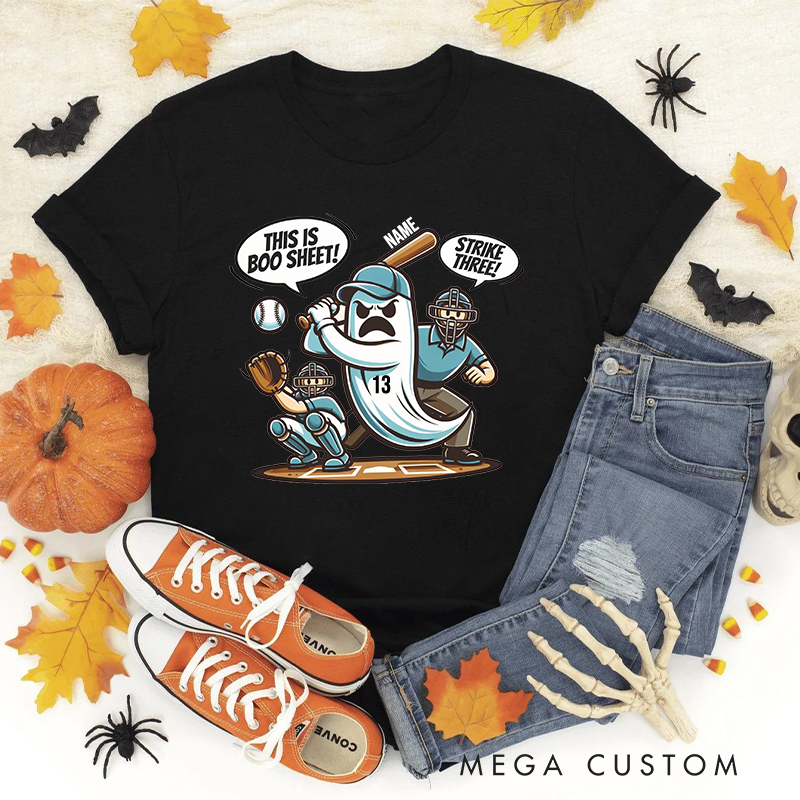 Personalized Baseball Ghost T-Shirt with Custom Name