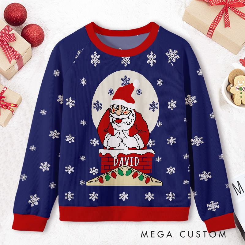 Personalized Santa Penguin Snowflakes Kids Ugly Christmas Sweater