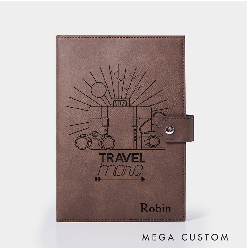 Personalized Travel More Leather Notebook for Traveling Lovers Leather Journal Travel Gift