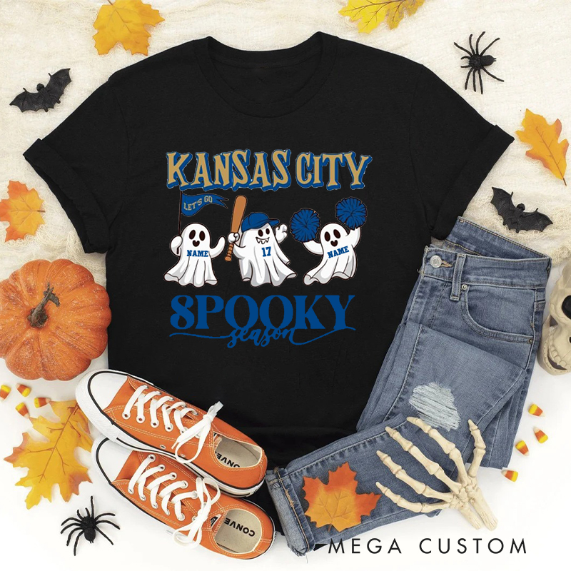 Personalized Kansas City Spooky Season T-Shirt with Custom Text  