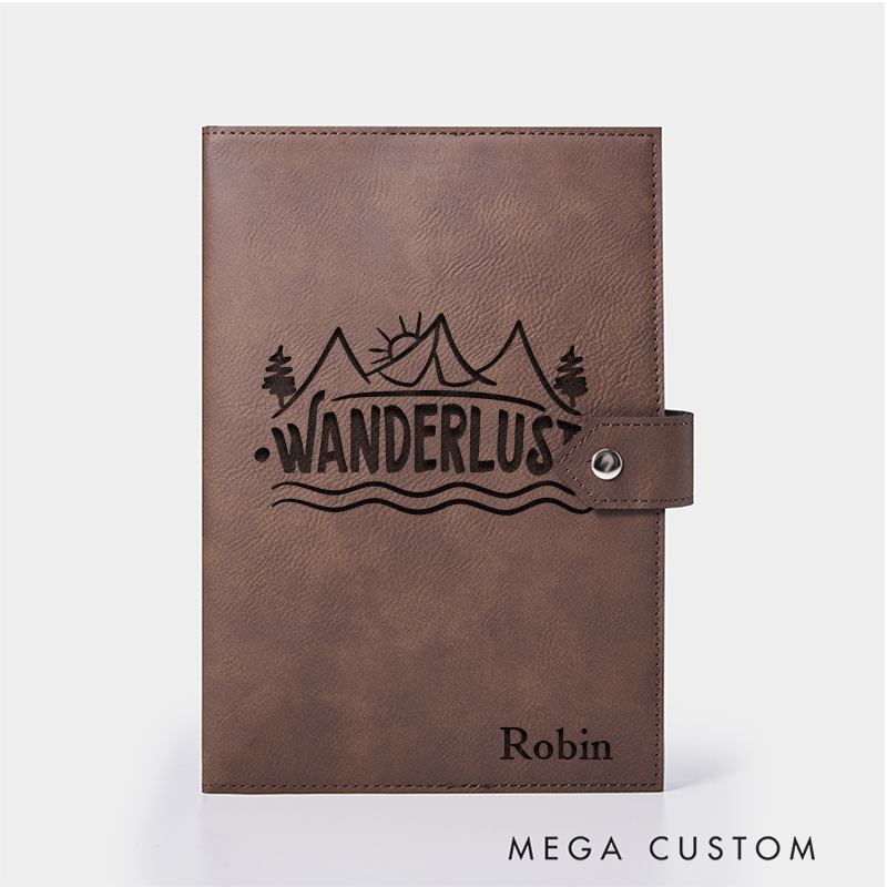 Personalized Wanderlust Leather Notebook for Traveling Lovers Leather Journal Travel Gift