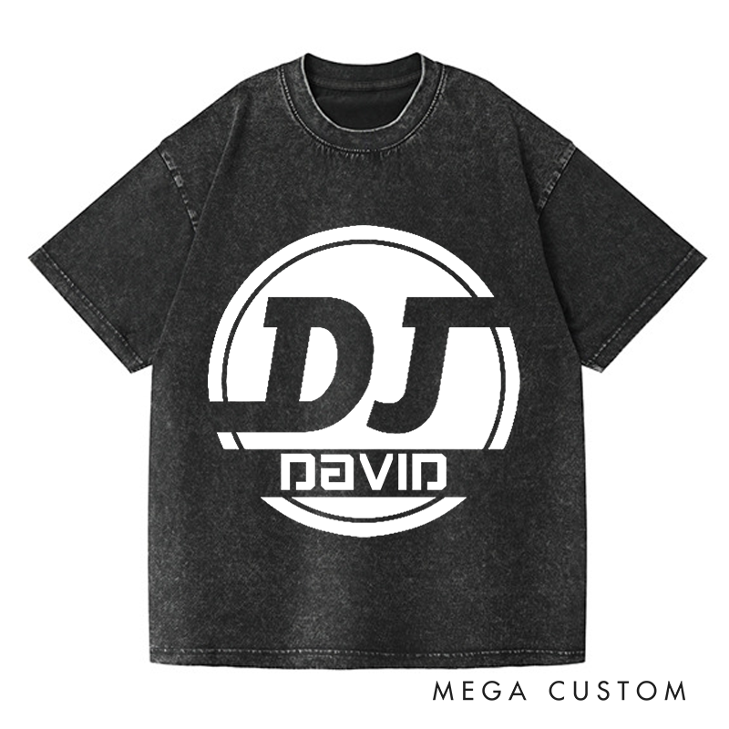 Personalized Washed T-Shirts DJ Name Music Tee