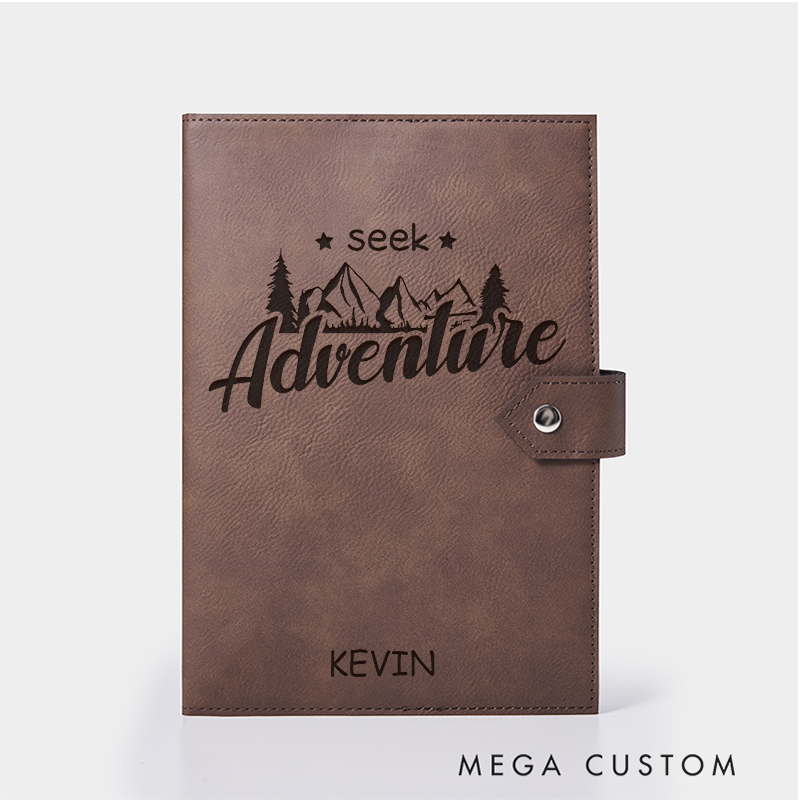 Personalized Seek Adventure Leather Notebook for Traveling Lovers Leather Journal Travel Gift