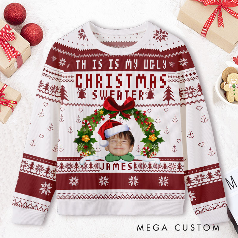 Personalized Photo and Name Christmas Ugly Sweater Shirt Funny Gift