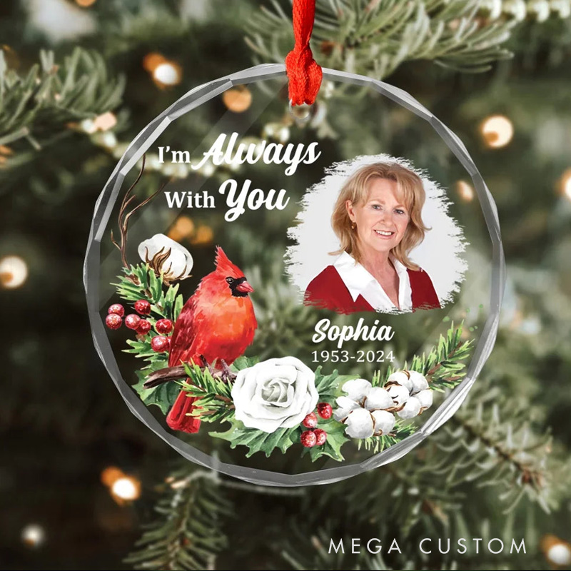 Personalized Memorial Ornament I am Always with You Memorial Ornament Circle Glass Christmas Ornament Sympathy Gift