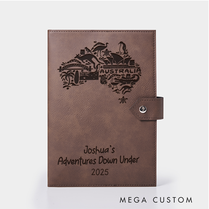Personalized Australia Adventure Leather Notebook for Traveling Lovers Leather Journal Travel Gift