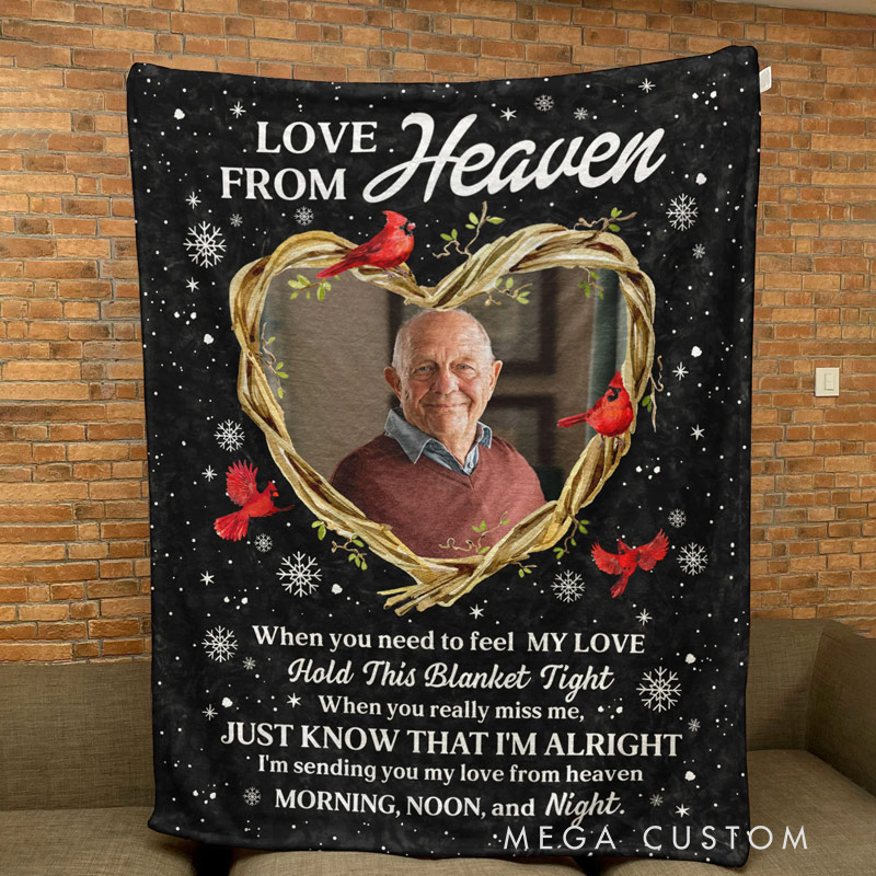 Personalized Memorial Blanket Custom Photo Remembrance Blanket Love From Heaven Christmas Gift in Loving Memory Blanket