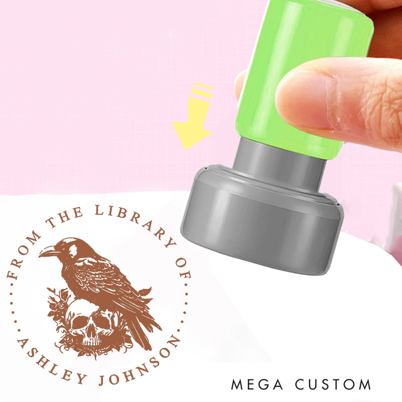 Personalized from the Library of Book Stamp Custom Mystery Book Lover Stamps with Name library Stamp for Book Lover Gift Bookish Halloween Gift