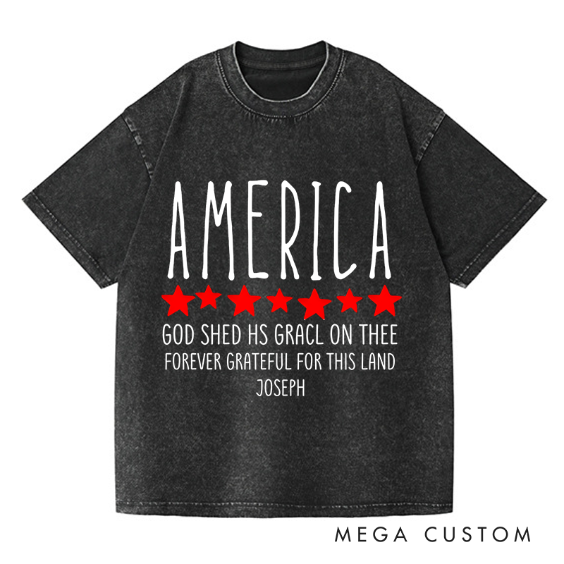 Personalized Washed T-Shirts God Shed His Grace on Thee T-Shirt