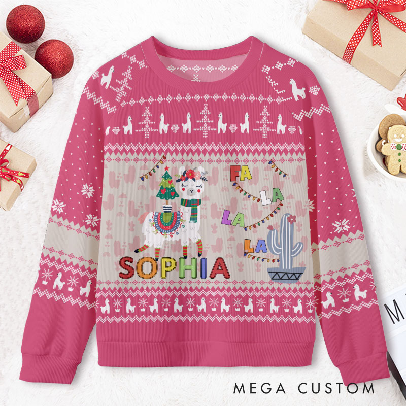 Personalized Kids Name Fa La La La Ugly Sweater Funny Christmas Gift