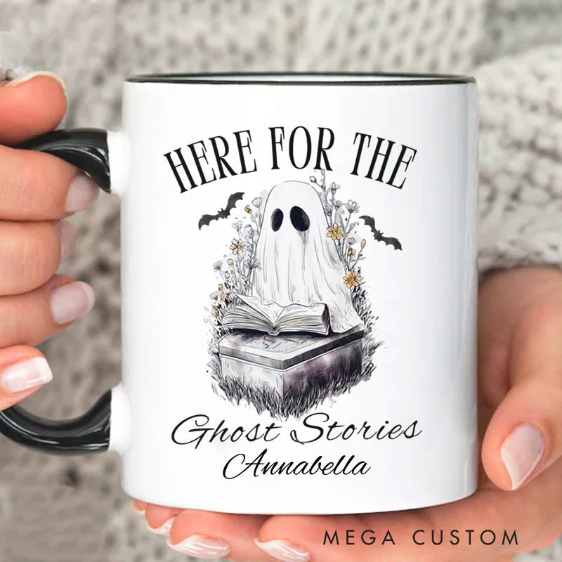 Personalized Here for the Ghost Stories Mugs Custom Halloween Ghost Mug with Name Reading Mug Book Lover Gift Reading Lover Halloween Gift