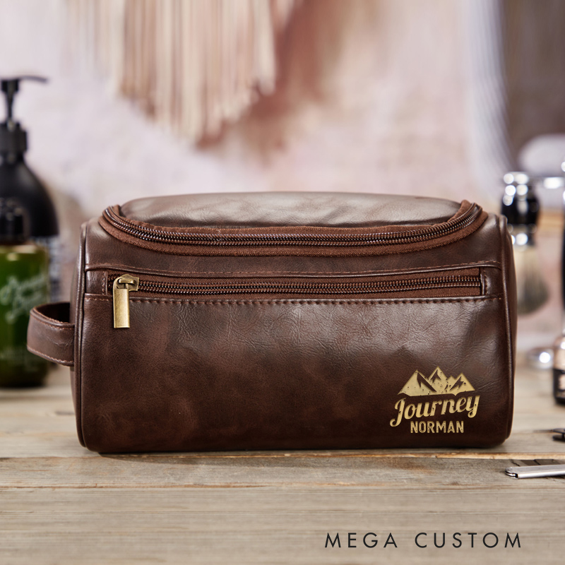 Personalized Journey Toiletry Bag Leather Toiletry Bag for Traveling Lovers Vacation Travel Gift for Him