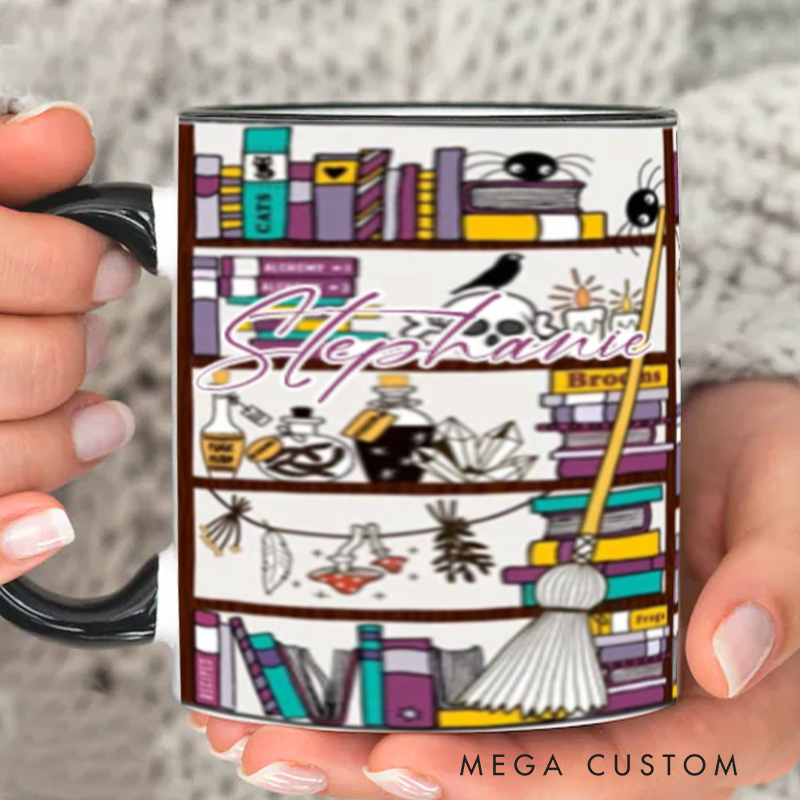 Personalized Witchy Gothic Bibliophile Mugs Custom Halloween Book Mug with Name Spooky Bookish Mug Book Lover Gift Reader Halloween Gift