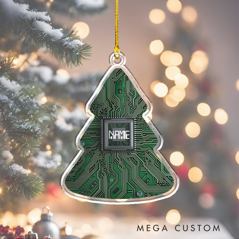 Personalized Circuit Board Christmas Tree Ornament Technology Electronics Enthusiast Christmas Decor Gift for Geek Lover