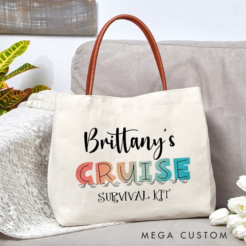 Personalized Cruise Survival Kit Tote Bag Gifts for Traveling Lovers Vacation Tote Bag Travel Tote Bag Gift for Traveler