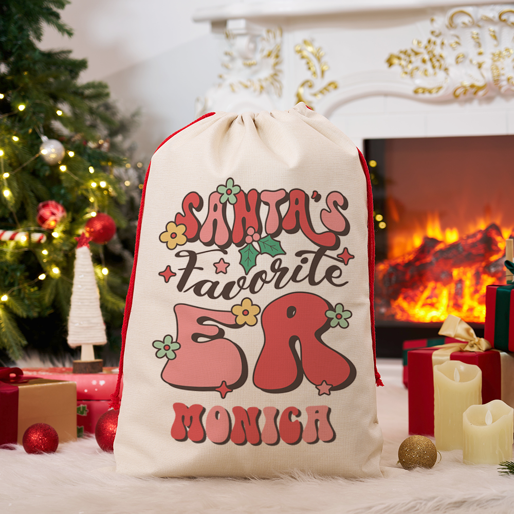 Personalized Nurse Christmas Sack Custom Santa's Favorite ER Design Sack Xmas Gift for Nurse