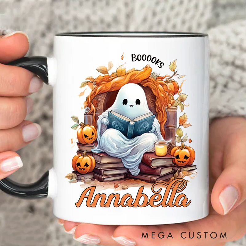 Personalized Ghost Reading Book Mugs Custom Ghost Halloween Coffee Mug with Name Bookish Mug Book Lover Gift Librarian Gift Halloween Gift