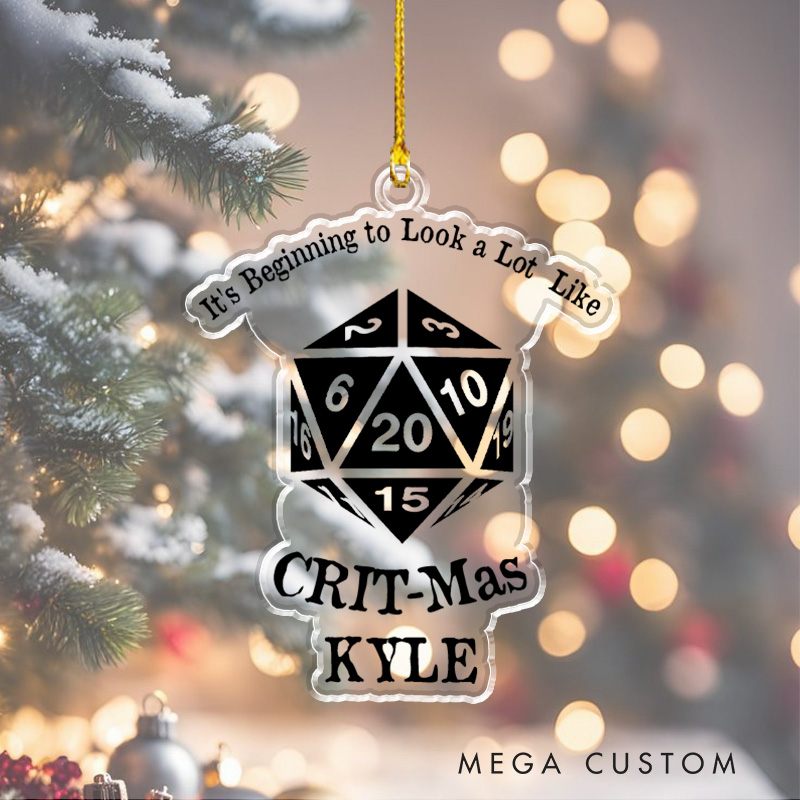 Personalized Rpg Gaming Christmas Decoration D20 Ornament It's Beginning to Look a Lot like Crit Mas Decor Gift for Geek Game Lover