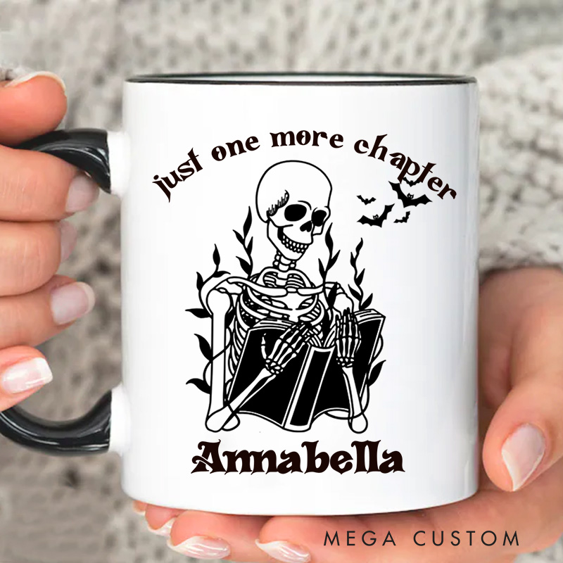 Personalized Just One More Chapter Mugs Custom Spooky Reader Coffee Mug with Name Librarian Mug Book Lover Gift for Bookish Halloween Gift