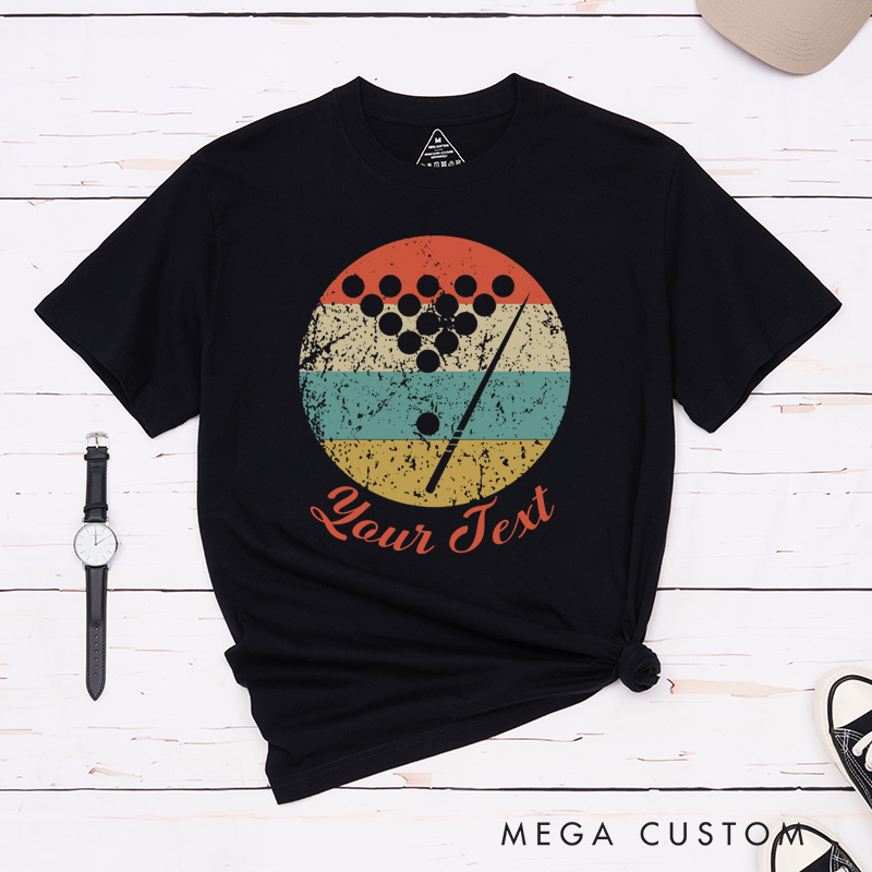 Personalized Billiards, Pool, and Snooker Vintage Retro T-Shirts with Custom Text on the Front