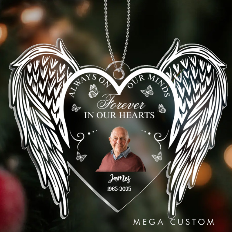 Personalized Memorial Photo Ornament Memorial Gift Idea For Christmas Custom Wings Shaped Acrylic Ornament Memorial Gift