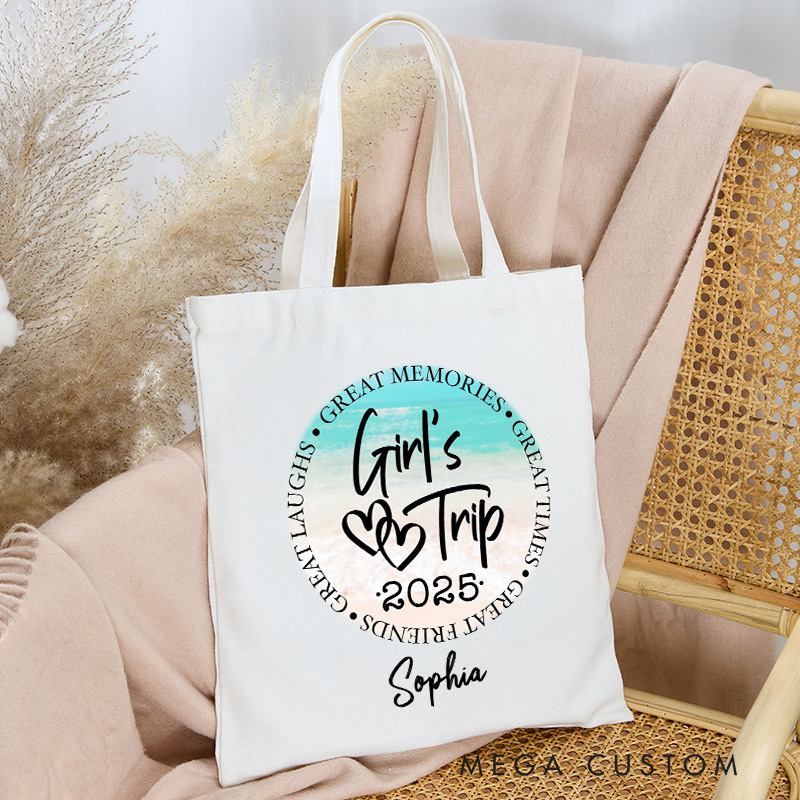 Personalized Girls Trip Tote Bag Gift for Traveling Lovers Gift for Beach Trip