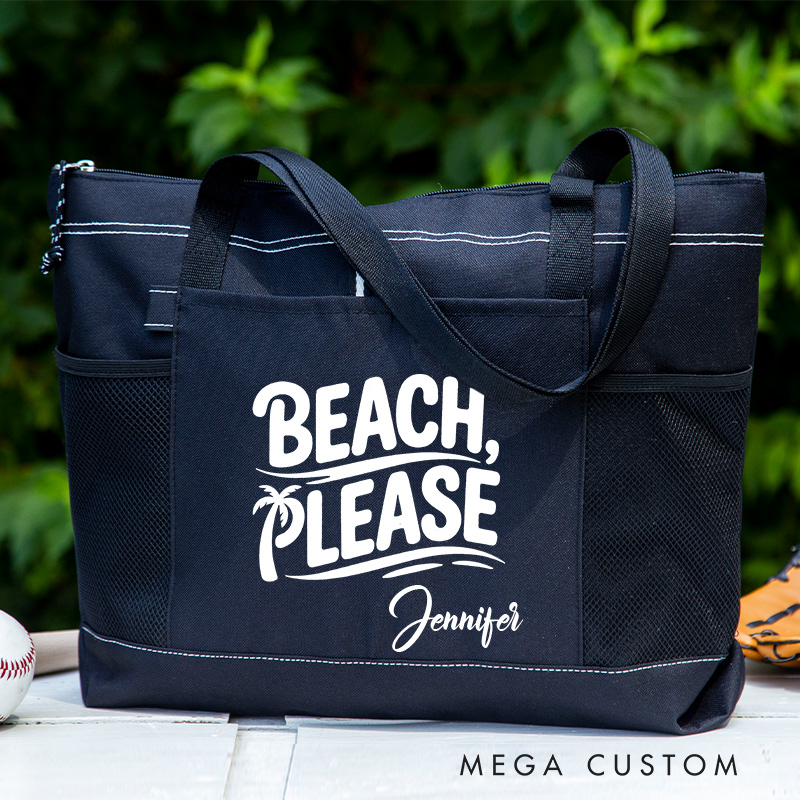 Personalized Beach Please Tote Bag Canvas Tote Travel Bag Gift for Traveling Lovers Vacation Gift