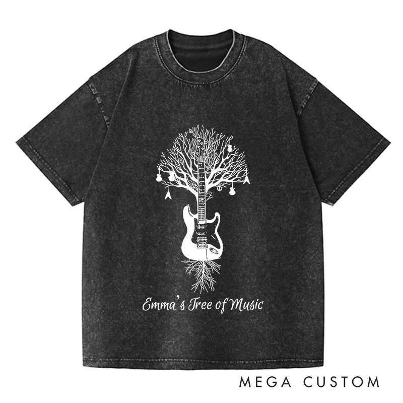 Personalized Washed T-Shirts Drum Kit T-Shirt Musical Drummer Tree Percussion in All Sizes T-Shirt