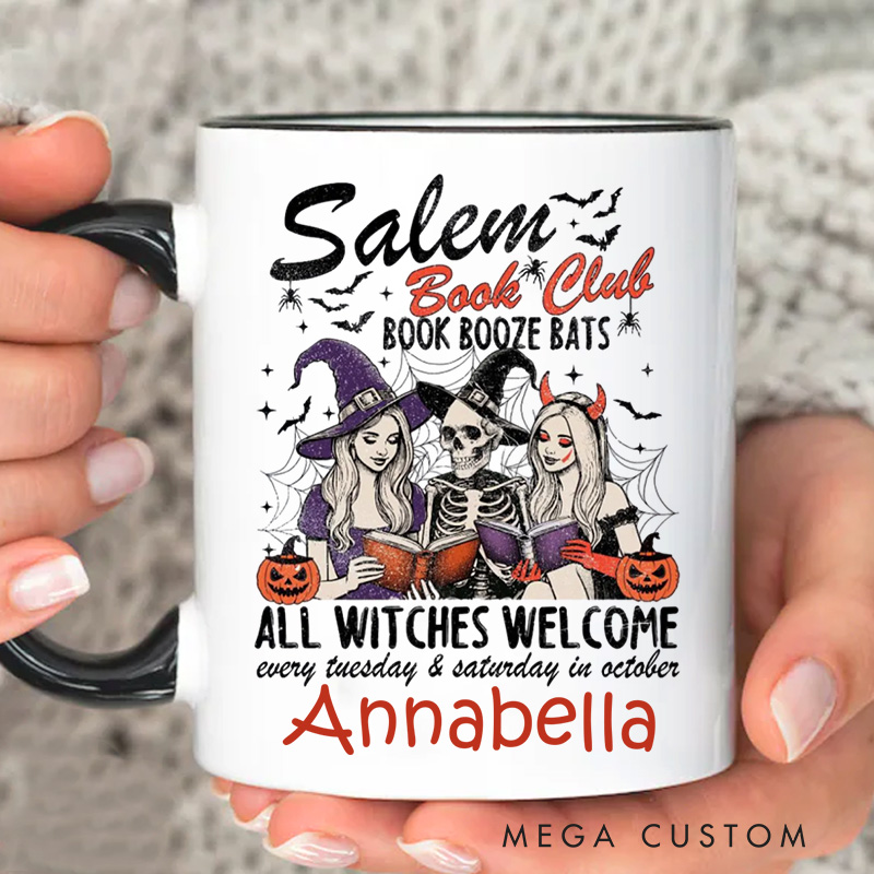 Personalized Book Club Mugs Custom Spooky Witch Coffee Mug with Name Halloween Mug Book Lover Gift for Librarian Gift Halloween Gift