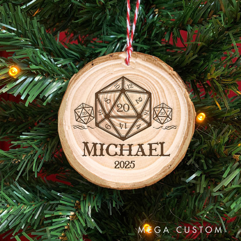 Personalized D&d Christmas Decoration D20 Rpg Enthusiasts Ornament Gift for Geek Game Lover