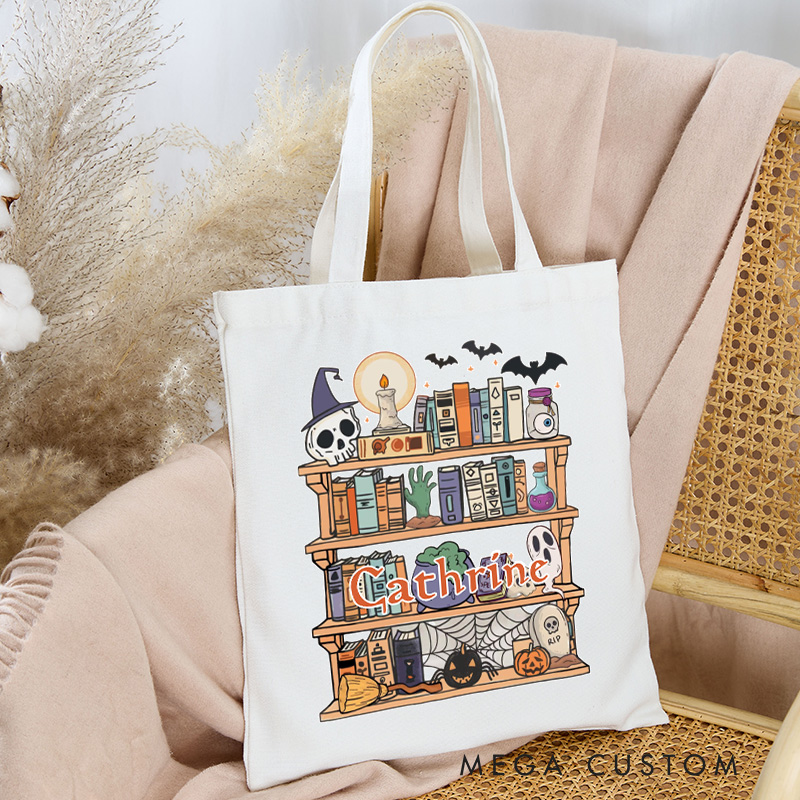 Personalized Hangin' With My Boos Halloween Tote Bag Custom Ghost Bag with Name Pumpkin Tote Bag Book Lover Gift Reading Lover Gift Halloween Gift