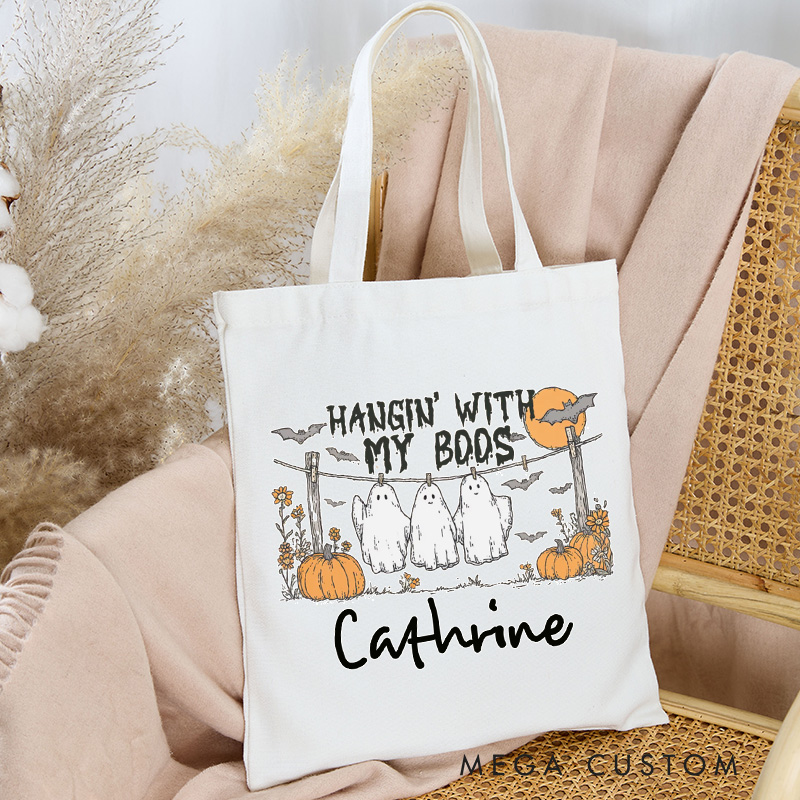 Personalized Vintage Read More Books Tote Bag Custom Ghost Reading Book Bag with Name Book Lover Gift Reading Lover Gift Halloween Gift