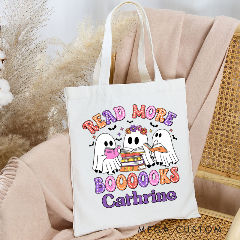 Personalized Welcome to the Haunted Library Tote Bag Custom Spooky Bookish Bag with Name Book Lover Gift Reader Gift Halloween Gift