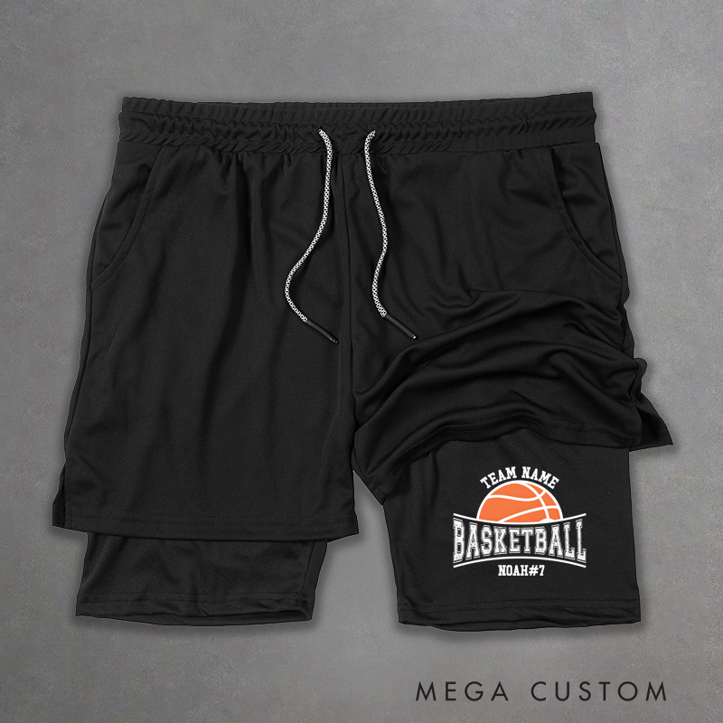 Personalized Basketball Shorts with Custom Team Name, Player Name, and Number Design