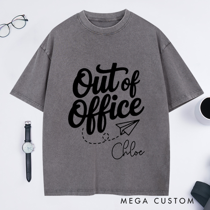 Personalized Out of Office Washed T-Shirt for Traveling Lovers Traveler Gifts Adventure Tee