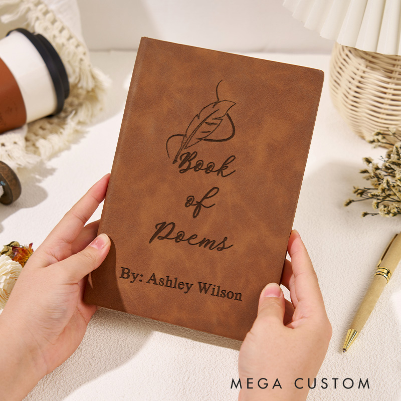 Personalized Book of Poem Journals Engraved Leather Poetry Notebook Journals with Name Book Lover Gift Bookish Gift for Librarian Gift