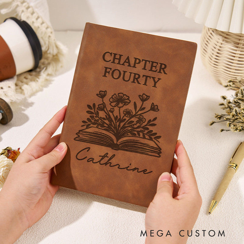 Personalized Fortieth One More Chapter Journals Engraved Leather Notebook Journals with Name 40th Birthday Gift for Book Lover Gift Bookish Gift